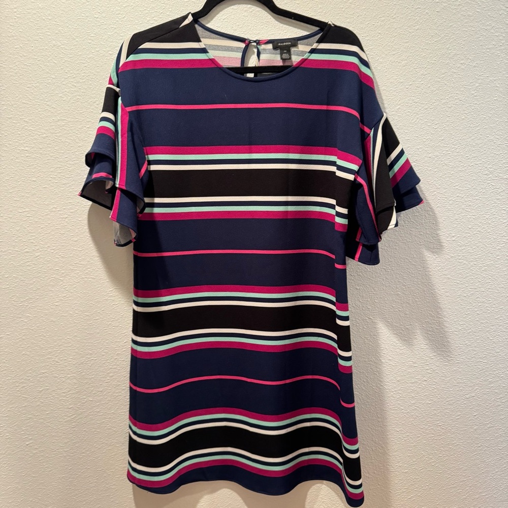 Halogen Ruffle Sleeve Strip Dress
